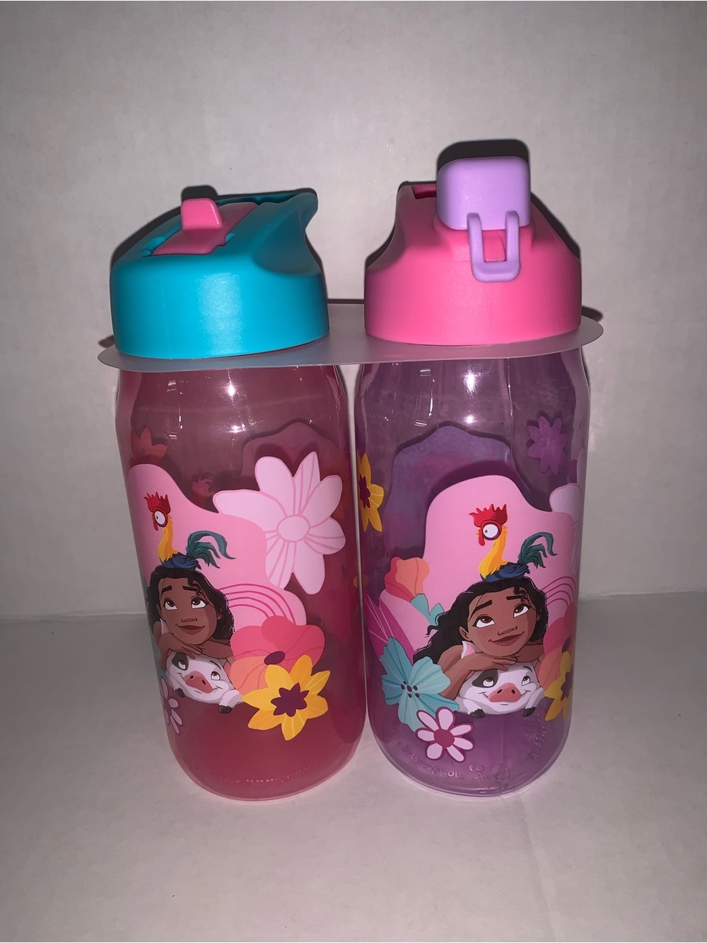 Disney Moana Floral Kids Water Bottle Duo with Pink and Purple Bodies